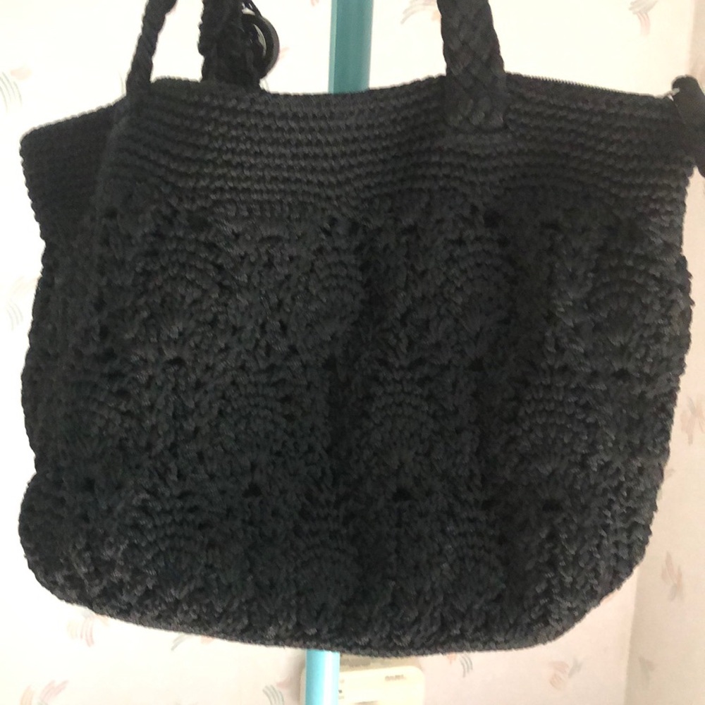 Black Crocheted SAK Shoulder Bag